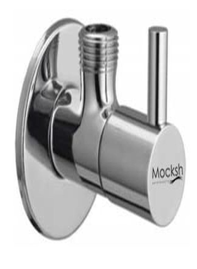 MOCKSH Stainless Steel TURBO Angle Cock/Angle Valve Bathroom Faucets Taps and Faucet Angular Stop Cock Wash Basin for Geyser Tap, Chrome Plated With Wall Flange - Pack Of 1 - Image 1